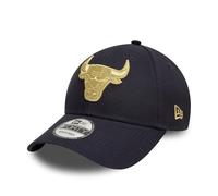 New Era NBA Gorra Chicago Bulls Ajustable Logo Dorado 9Forty Visera Curva Azul
