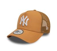 New Era New York Yankees Gorra de Camionero A-Frame Ajustable Logo NY Malla Sombrero MLB Aficionado Accesorio Beige