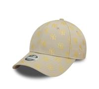 New Era New York Yankees Gorra para Mujeres Monograma Logotipo del Equipo NY Mujer Chica 9Forty Sombrero Beige