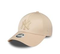 New Era New York Yankees MLB Gorra de Mujer Ajustable 9Forty Ajustable Mujer Chica satén Beige Logo Tonal