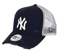 New Era New York Yankees Navy MLB Distressed A-Frame Adjustable Trucker Cap - Talla única