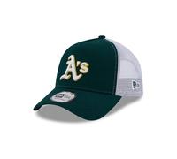New Era Oakland Athletics MLB Team Script Green White A-Frame Adjustable Trucker Cap - One-Size