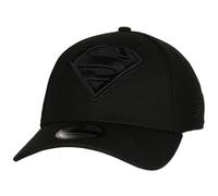 New Era Sombrero ajustado con símbolo de Superman negro sobre negro 39Thirty, Negro -, Medium / Large