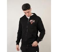 New Era - Sudadera con Capucha y Cremallera con Logotipo de Chicago Bulls de la N, Negro, XXL