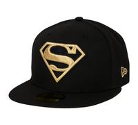 New Era Superman 59Fifty - Gorra ajustada con logotipo dorado y color negro, Negro, 61