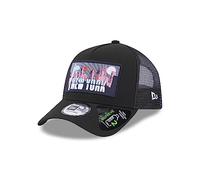 New Era York License Plate Black A-Frame Adjustable Trucker Cap - One-Size