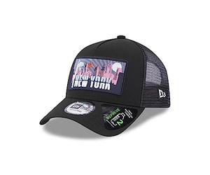 New Era York License Plate Black A-Frame Adjustable Trucker Cap - One-Size