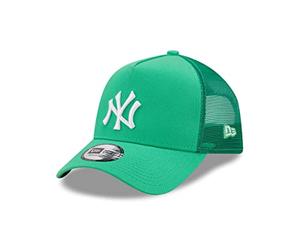 New Era York Yankees MLB Tonal Mesh Green A-Frame Adjustable Trucker Cap - One-Size