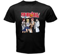 New Fairy Tail Natsu Gray Erza Guild Anime Manga Men's Black T-Shirt Size S-3XL