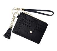 New Fashion Kingdom Cartera con llavero de pulsera para mujer, delgada con bloqueo RFID, tarjetero de crédito, cartera de identificación con cremallera, cartera pequeña y compacta de cuero para mujer,