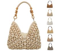 New Fashionable Handmade Woven Bag Handwoven Crochet Bag Womens Summer Straw Woven Beach Bag (#6)