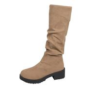 New Foreign Trade - Botas de tacón para mujer, talla grande, para otoño e invierno, botas vaqueras con girasoles, Khaki, 37.5 EU