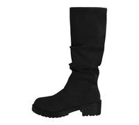 New Foreign Trade - Botas de tacón para mujer, talla grande, para otoño e invierno, botas vaqueras con girasoles, Black, 36.5 EU