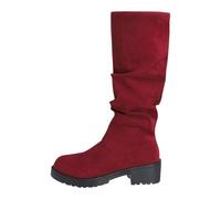 New Foreign Trade - Botas de tacón para mujer, talla grande, para otoño e invierno, botas vaqueras con girasoles, vino, 40 EU