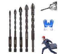 New Four-Flute Sawtooth Eccentric Drill Bit, Titanium-Coated Design Drill Bit, High-Strength Eccentric, Efficient Drill And Tap Set, Multiple Sizes Drill Bit Set For Wood And Metal (B-4,5,6,8,10,12)