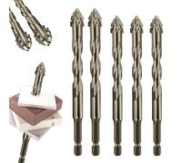 New Four-Flute Sawtooth Eccentric Drill Bit,Titanium-Coated Design Drill Bit Set,Four-Edged Serrated Eccentric Drill,Multiple Sizes Drill Bit Set for Wood and Metal (6+6+6+8+8mm)