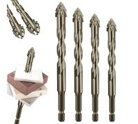 New Four-Flute Sawtooth Eccentric Drill Bit,Titanium-Coated Design Drill Bit Set,Four-Edged Serrated Eccentric Drill,Multiple Sizes Drill Bit Set for Wood and Metal (6+8+10+12mm)