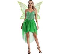 New front Adulto Adulto Disfraz Princesa Hada Vestido Traje de Fiesta Vestimenta con Accesorios Elegante Cosplay Halloween Navidad Cumpleaños Halloween Costume,Verde,XL