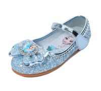 New front Bailarinas Niñas y Niñas Bailarinas de Cuero Zapatos de Fiesta Individuales Zapatos de Baile con Lentejuelas Princesa Elegante Bailarina Plana Bimba Fiesta,Azul-Elsa,29 EU