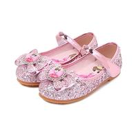 New front Bailarinas Niñas y Niñas Bailarinas de Cuero Zapatos de Fiesta Individuales Zapatos de Baile con Lentejuelas Princesa Elegante Bailarina Plana Bimba Fiesta,Rosa,35 EU