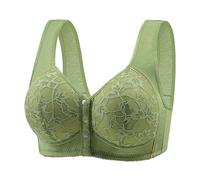New Front Buckle Large Size Middle and Elderly Printing Vest Type Wide Straps Underwear Ladies Without Ring Big Size Bra Top Encaje Mujer, verde, 44