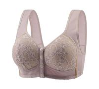 New Front Buckle Large Size Middle and Elderly Printing Vest Type Wide Straps Underwear Ladies Without Ring Big Size Bra Top Encaje Mujer, morado, 50