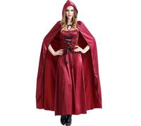New front Caperucita Roja para Mujer Adulto Disfraz Estilo Largo Sexy Vestido y Capa Fiestas Carnaval Cosplay Navidad Cumpleaños Halloween Ceremonia Festivo Regalo,Rouge,M