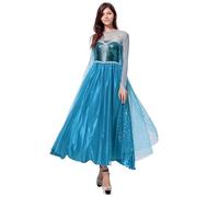 New front Disfraz Adulto Frozen Princesa Elsa Mujer Manga Larga Lentejuelas Vestido para Fiesta Navidad Cosplay Halloween Carnaval Cosplay Cumpleaños Ceremonia Aniversario,Azul,L