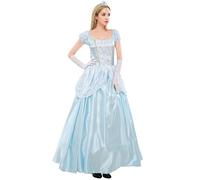 New front Disfraz Adulto Mujer Traje de Princesa Cinderella Vestido Mangas cortas Fiesta Halloween Navidad Cosplay Mágica Carnaval Ceremonia Cumpleaños Damas Cenicienta,Azul,XL
