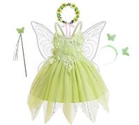 New front Disfraz Campanilla Vestido Trilly Niña Vestido de Princesa con Accesorios para Fiesta Cumpleaños Navidad Cosplay Halloween Carnaval Coronación,Verde,120
