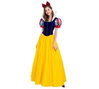 New front Disfraz de Princesa Adulta Blancanieves Mangas Cortas Costume Mujer Vestido Largo Traje con Accesorios Fiesta Halloween Carnaval Navidad Cosplay,Amarillo,L