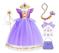 New front Disfraz de Princesa Rapunzel Niña Vestido de Rapunzel con Accesorios Fiesta de Cumpleaño Cosplay y Halloween Cosplay Navidad Traje Infantil Disfraz de Princesa,Morado,120