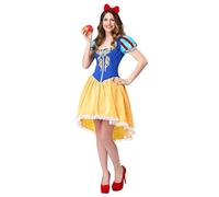 New front Disfraz Princesa Blancanieves Mujer Adulta Mangas Cortas Costume con Accesorios Cosplay Navidad Cumpleaños Carnaval Fiesta Ceremonia Halloween,Amarillo,M