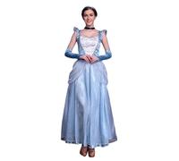 New front Disfraz Princesa Cenicienta Vestido Mujer Adulta Sin Mangas Cosplay Vestido de Fiesta Falda Larga con Accesorios Carnaval Holloween Navidad Costume,Azul,L