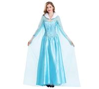 New front Disfraz Princesa Mujer Adulto Frozen Fiesta de Navidad Princesa Elsa Brillante Vestido Manga Larga Fiesta Halloween Navidad Mágica Carnaval Cumpleaños Cosplay,Azul,XL