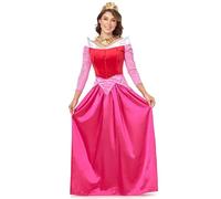 New front Disfraz Princesa Peach Mujer Adultos La Bella Durmiente Vestidos Mangas largas Elegancia Cosplay Navidad Fiesta Ceremonia Cumpleaños Aniversario Halloween,Rosa,L