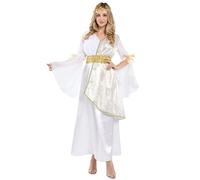 New front Disfraz Romana Mujer Adultos Princesa Traje Vestido Largo Blanco Ropa con Accesorios Trajes Clásica Elegante Cosplay Carnaval Festival Fiesta,Blanco,M