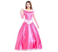 New front Disfraz Traje Princesa Bella Durmiente Aurora para Mujer Adulto Mangas largas Vestido de Fiesta Navidad Cosplay Carnaval Ceremonia Aniversario Halloween,Rosa,S