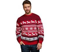 New front Navidad Disfraces de Pareja Jersey Christmas Sweater Manga Larga Cuello Redondo Otoño Primavera Invierno Casual Hombres y Mujeres Vestido Cómodo Festival Fiesta Regalo,Rojo 2,XL