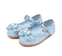New front Niña Zapatos de Vestir Antideslizante Cerrado Plana Zapatos para Disfraz Navidad Carnaval Zapatos de Princesa Elsa Cenicienta Cumpleaños Regalo Mary Jane,Azul,28