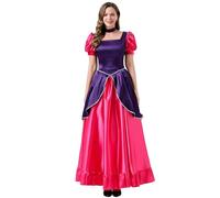 New front Princesa Cenicienta Vestido Disfraz Mujer Adulto Costume con Accesorios Traje Mangas Cortas Costume Largo Halloween Carnaval Fiesta Cosplay Navidad Ceremonia,Rojo rosa,2XL