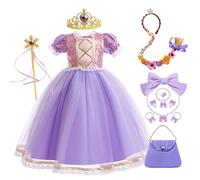 New front Vestido Princesa Rapunzel Niña Disfraz con Tul Brillante y Accesorios Traje Largo para Halloween Fiesta de Cumpleaños Cosplay Carnaval Navidad Ceremonia Morado,Morado,150