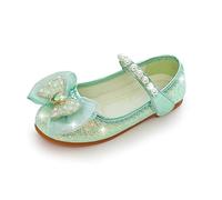New front Zapatos Colegio Niñas Disfraz Princesa Zapatos de Cristal para Niñas de Lentejuelas Antideslizante con Lazo Purpurina de Perlas Zapatos de Princesa para Vestir Fiesta,etc，Verde，27