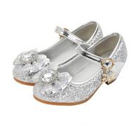New front Zapatos de Fiesta de Princesa Zapatos de tacón de Princesa para niñas Zapatos de Fiesta Zapatos de Princesa Zapatos Elegantes,Plateado-,36 EU