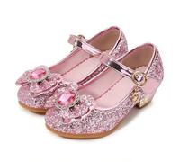 New front Zapatos de Fiesta de Princesa Zapatos de tacón de Princesa para niñas Zapatos de Fiesta Zapatos de Princesa Zapatos Elegantes,Rosa-Elsa,25 EU