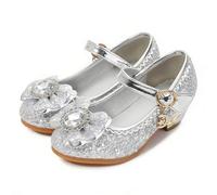 New front Zapatos de Fiesta de Princesa Zapatos de tacón de Princesa para niñas Zapatos de Fiesta Zapatos de Princesa Zapatos Elegantes,Plateado-Elsa,24 EU