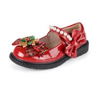 New front Zapatos Mary Jane de Charol Rojo Brillante para Niñas Navideños Calzado Infantil Festivo Estilo Princesa Fiestas Cumpleaños y Cosplay Cumpleaños