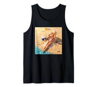 New Funny Distressed Female Doll Meme Sunbathing Summer Vibe Camiseta sin Mangas