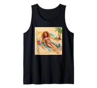New Funny Distressed Female Doll Meme Sunbathing Summer Vibe Camiseta sin Mangas