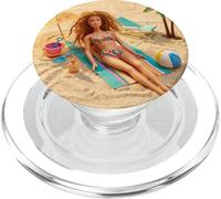 New Funny Distressed Female Doll Meme Sunbathing Summer Vibe PopSockets PopGrip para MagSafe